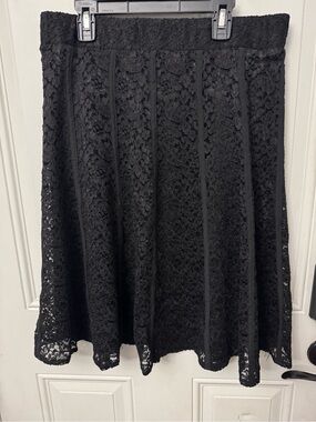 Women’s Chico's Black Lace Panel Flared Skirt size Small